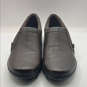Clarks Dark Brown Leather Mules